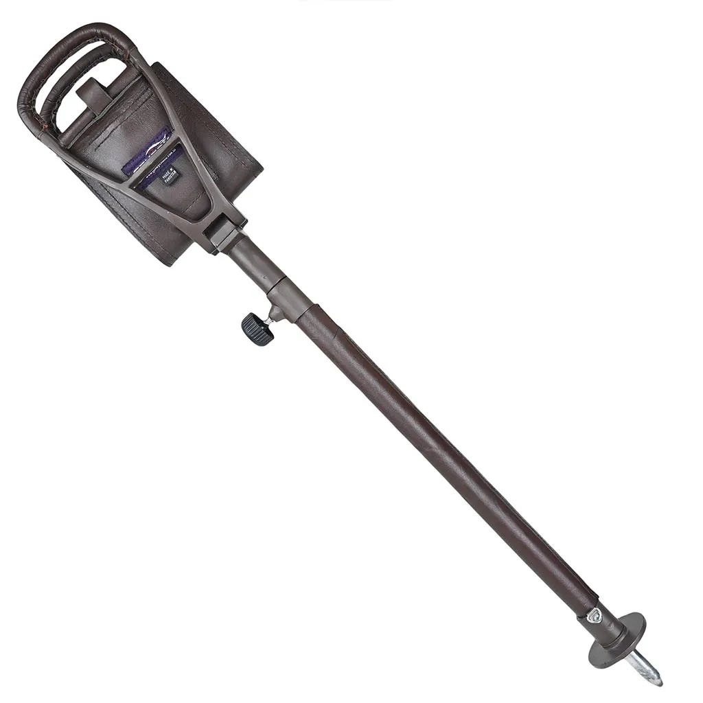 Outdoor Shooting Stick Spectator Adjustable Leather Walking Seat Coffee Brown