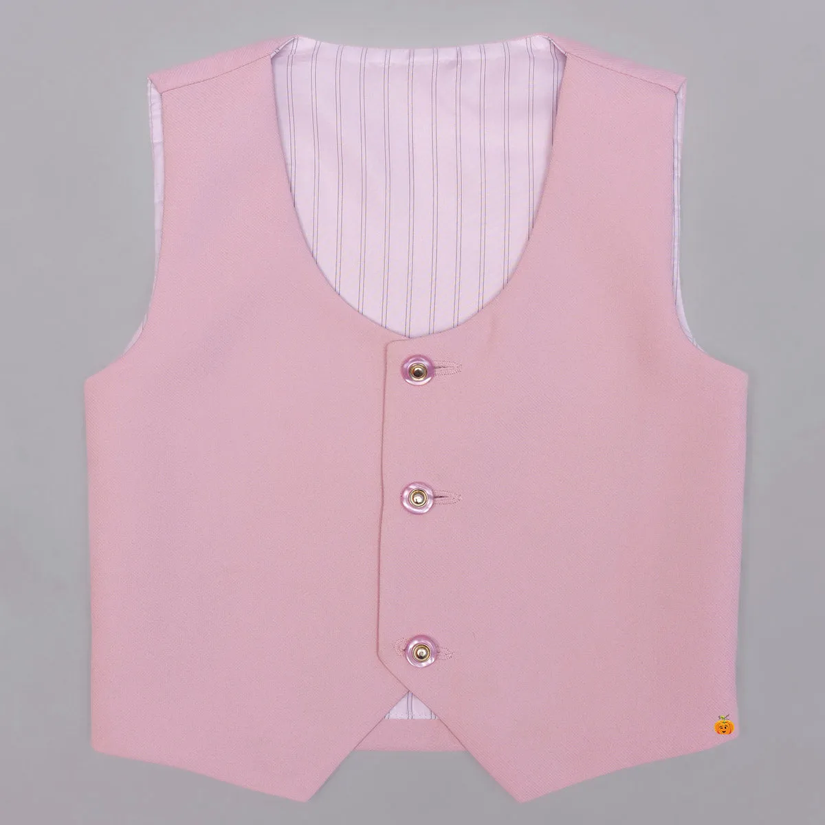 Peach Solid Tuxedo Suit for Boys
