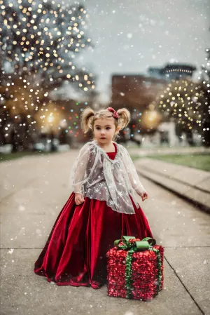 Penelope Velvet gown - Ruby Tie back (3 Year - Petite 4 Year)