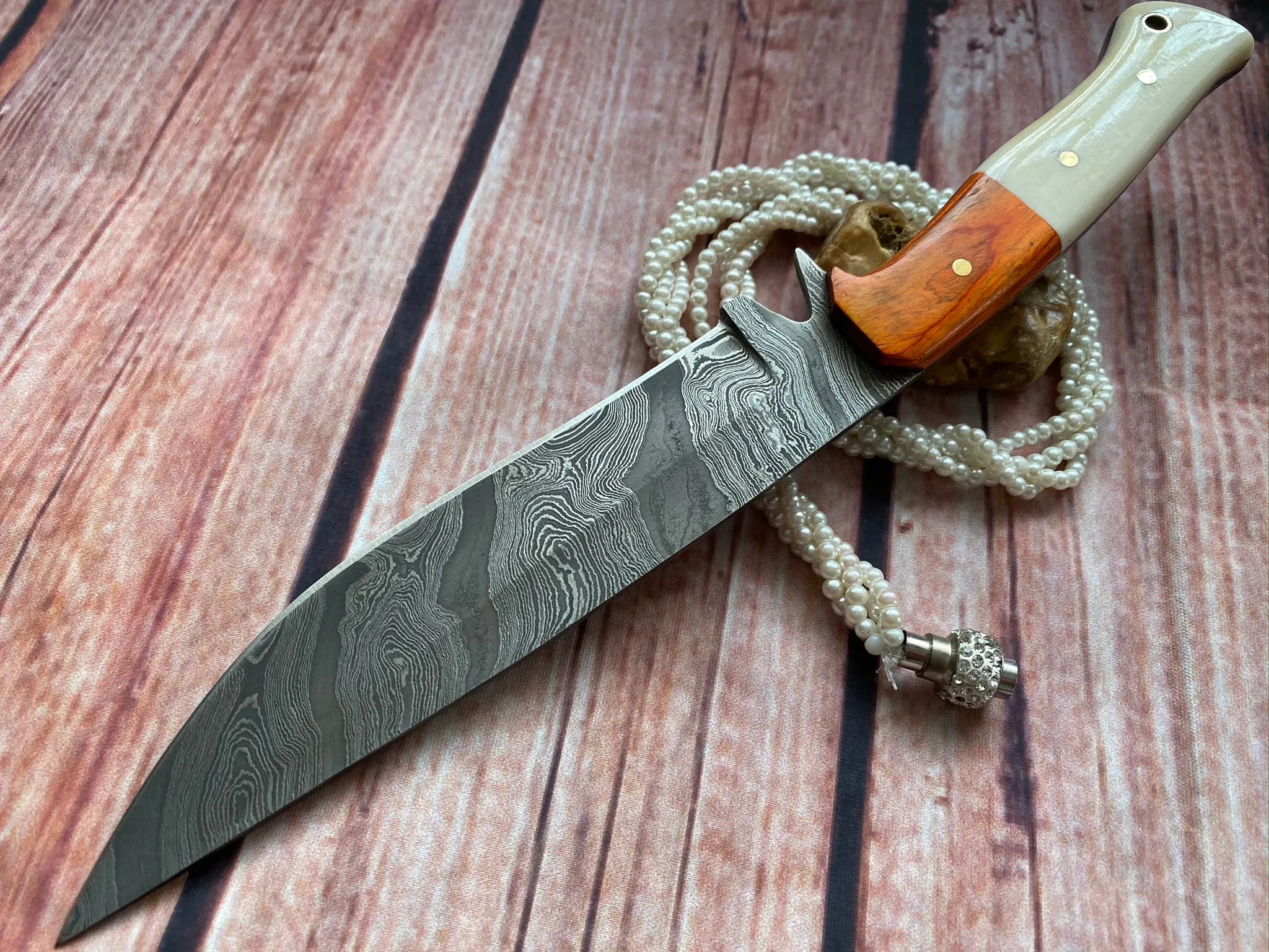 Perkin Hunting Knives 12 Inches Damascus Steel Knife Full Tang Fixed Blade Knife FBE111