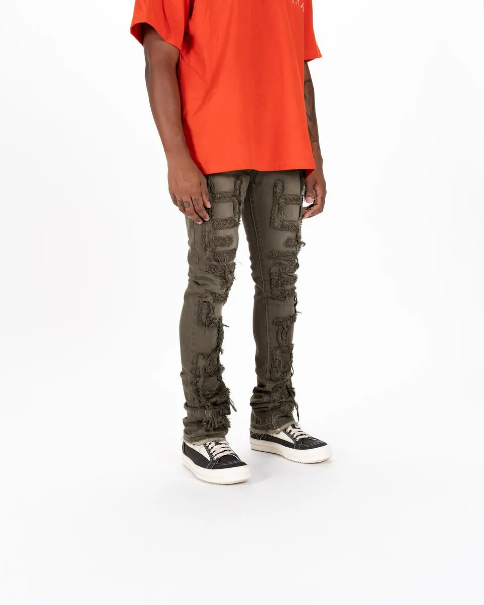 Pheelings Inspired By FLARE STACK DENIM (OLIVE)