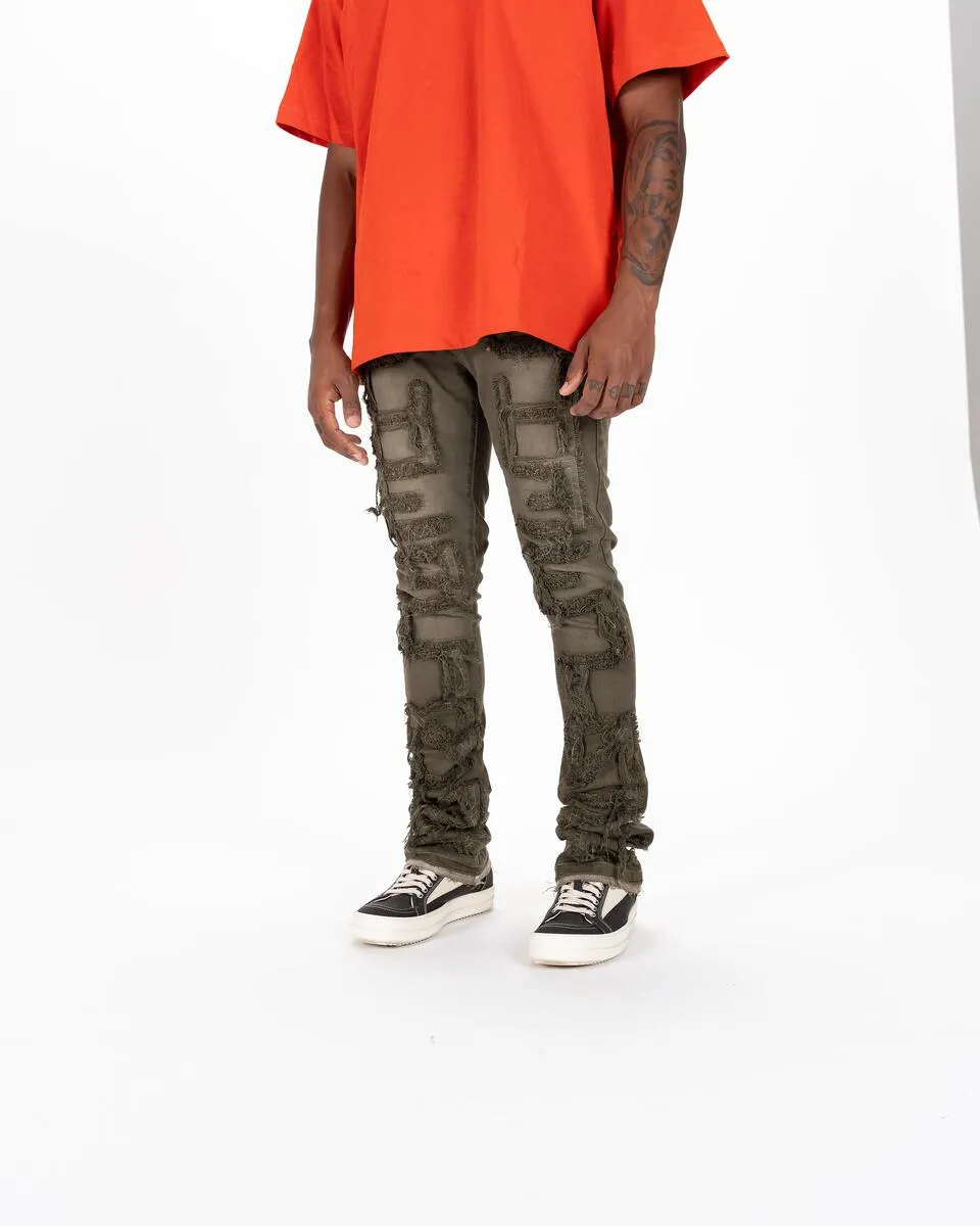 Pheelings Inspired By FLARE STACK DENIM (OLIVE)