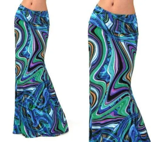 Plus Size Floor-length Stretch Maxi Beach Skirt