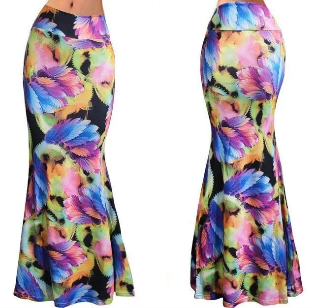 Plus Size Floor-length Stretch Maxi Beach Skirt