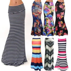 Plus Size Floor-length Stretch Maxi Beach Skirt