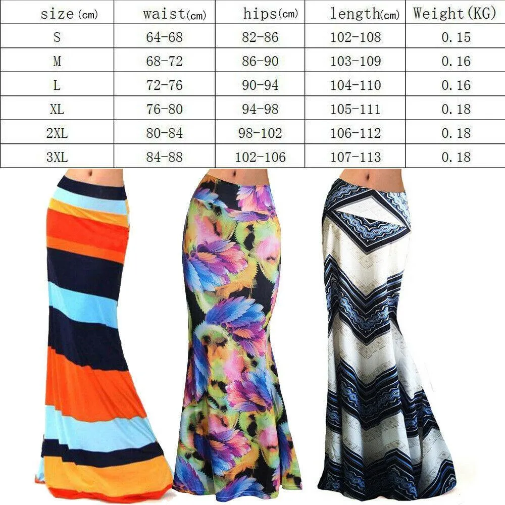 Plus Size Floor-length Stretch Maxi Beach Skirt