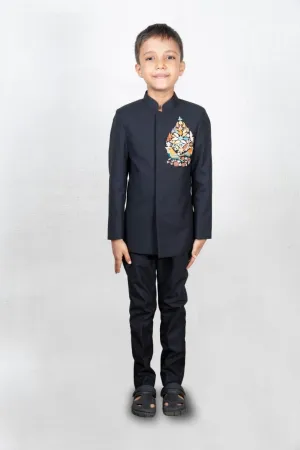 Pre-Order: Black Prince Coat with Embroidered Butta