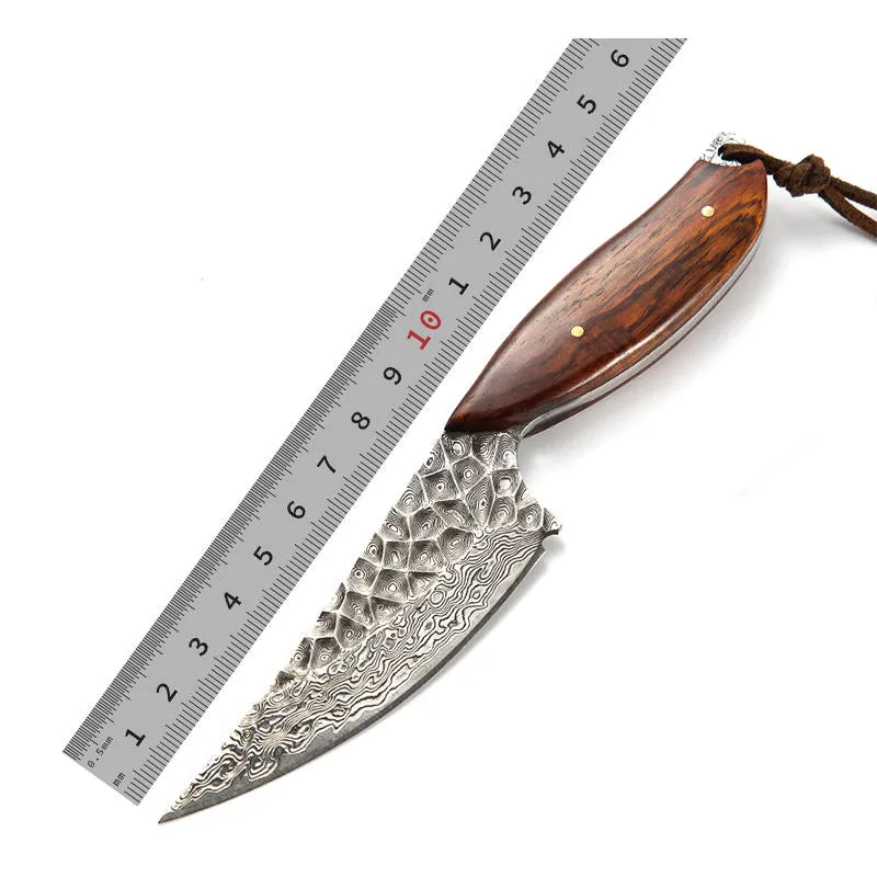 Promotional & Business Gifts Leather Sheath Folding Hunting Pocket Damascus Knife With Holster Blade Protector
