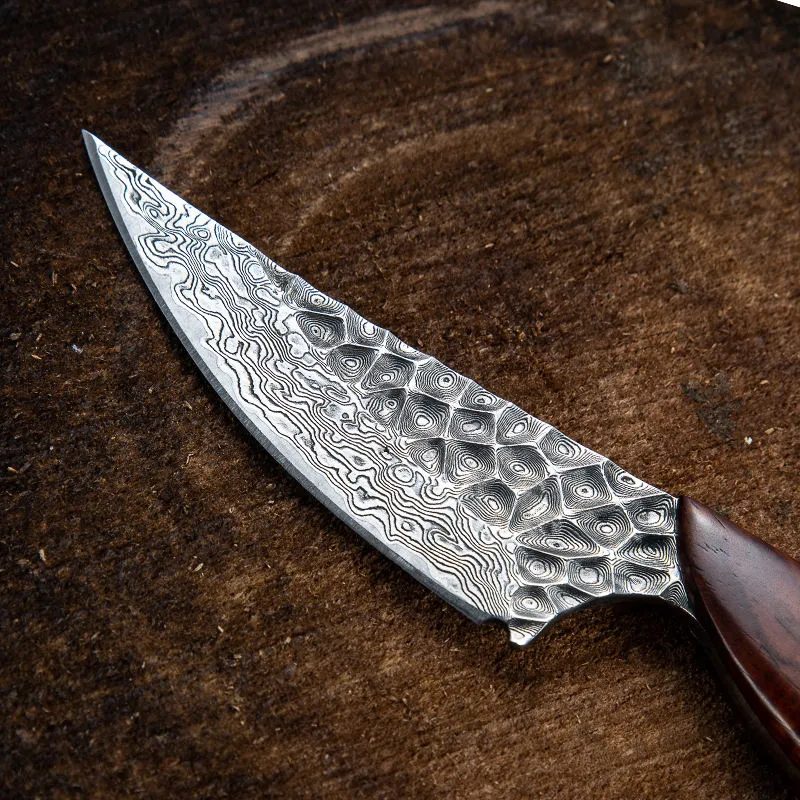 Promotional & Business Gifts Leather Sheath Folding Hunting Pocket Damascus Knife With Holster Blade Protector
