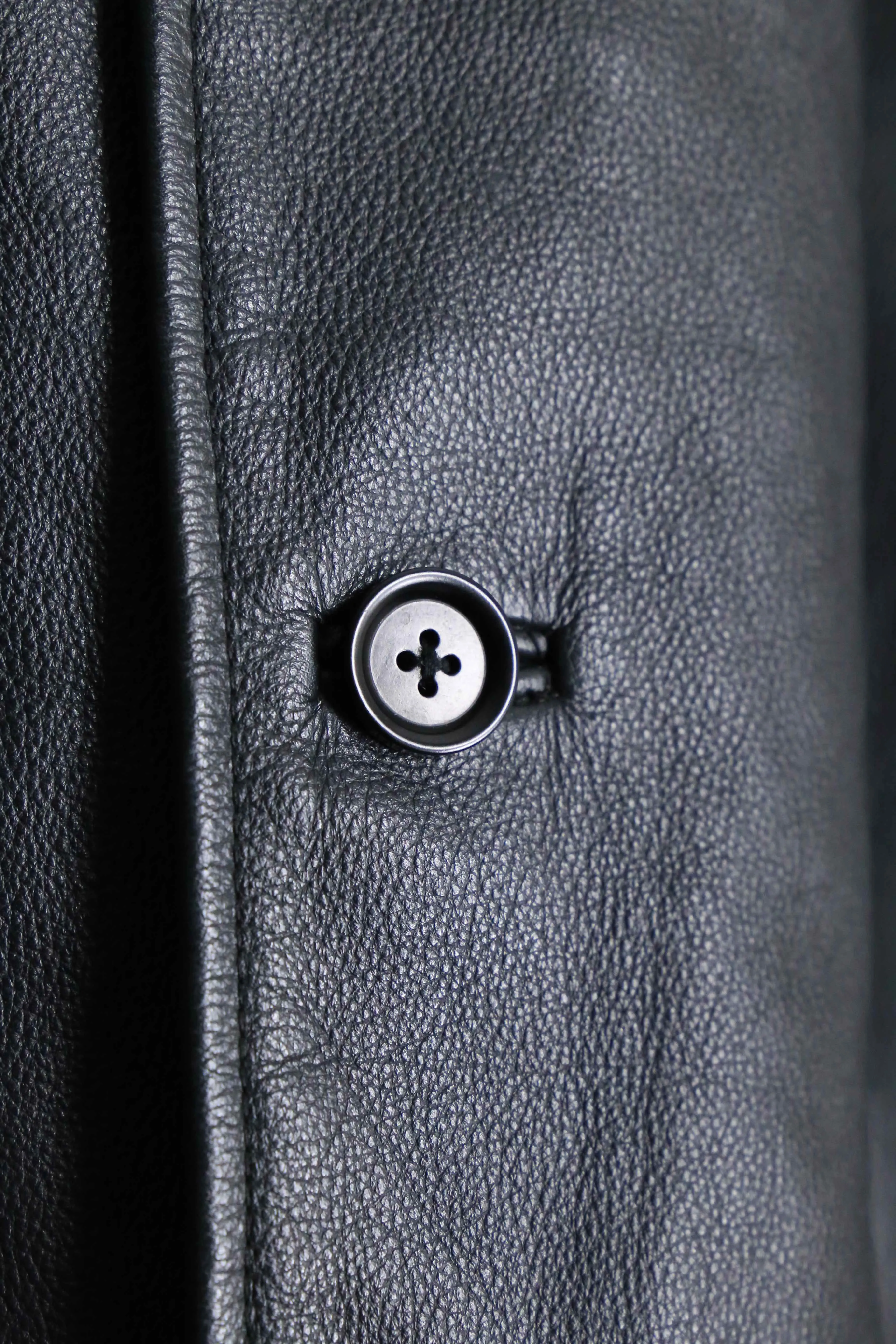 "GAP" black leather harf coat