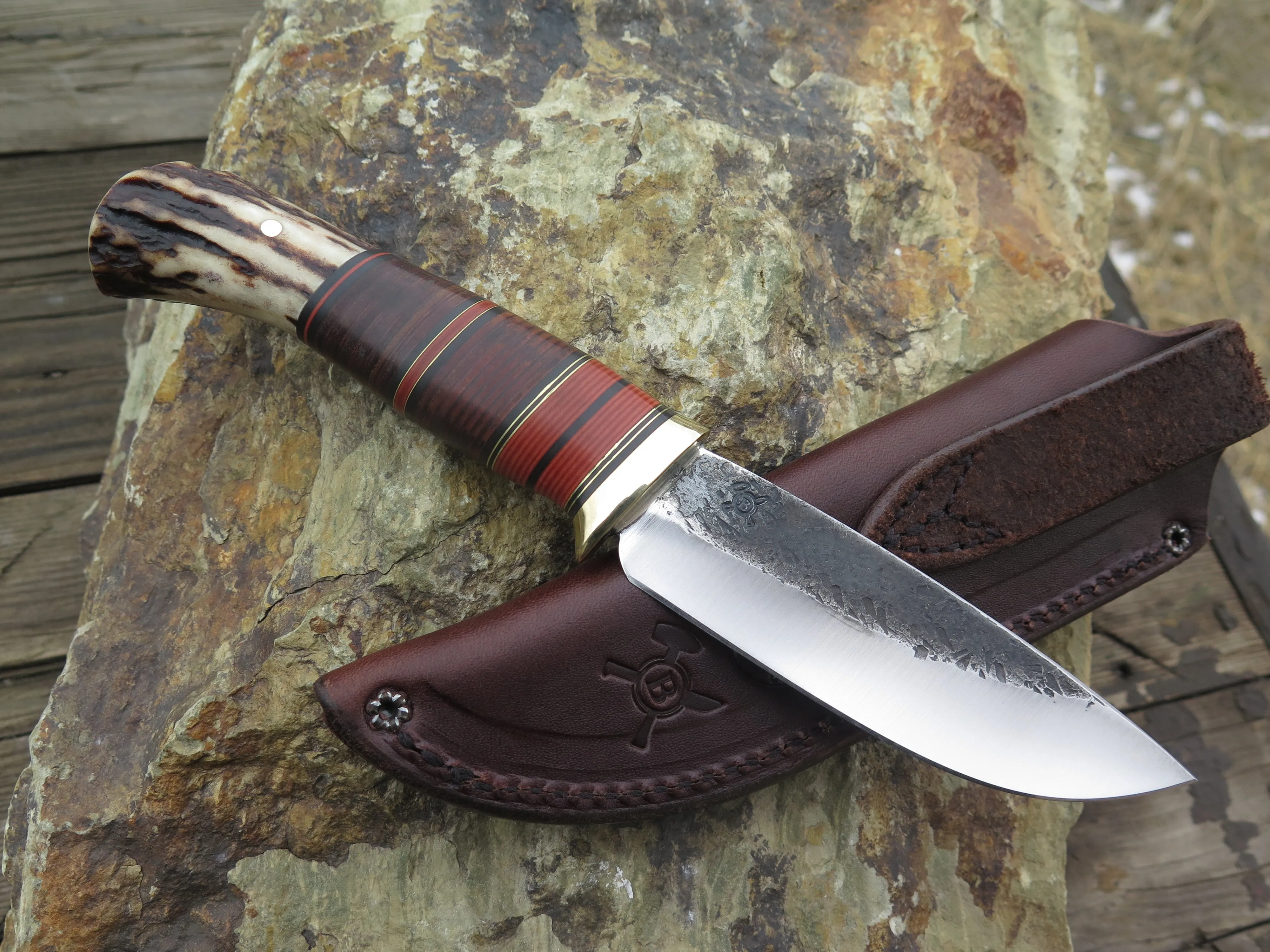 Sambar Stag & Horsehide Drop Point