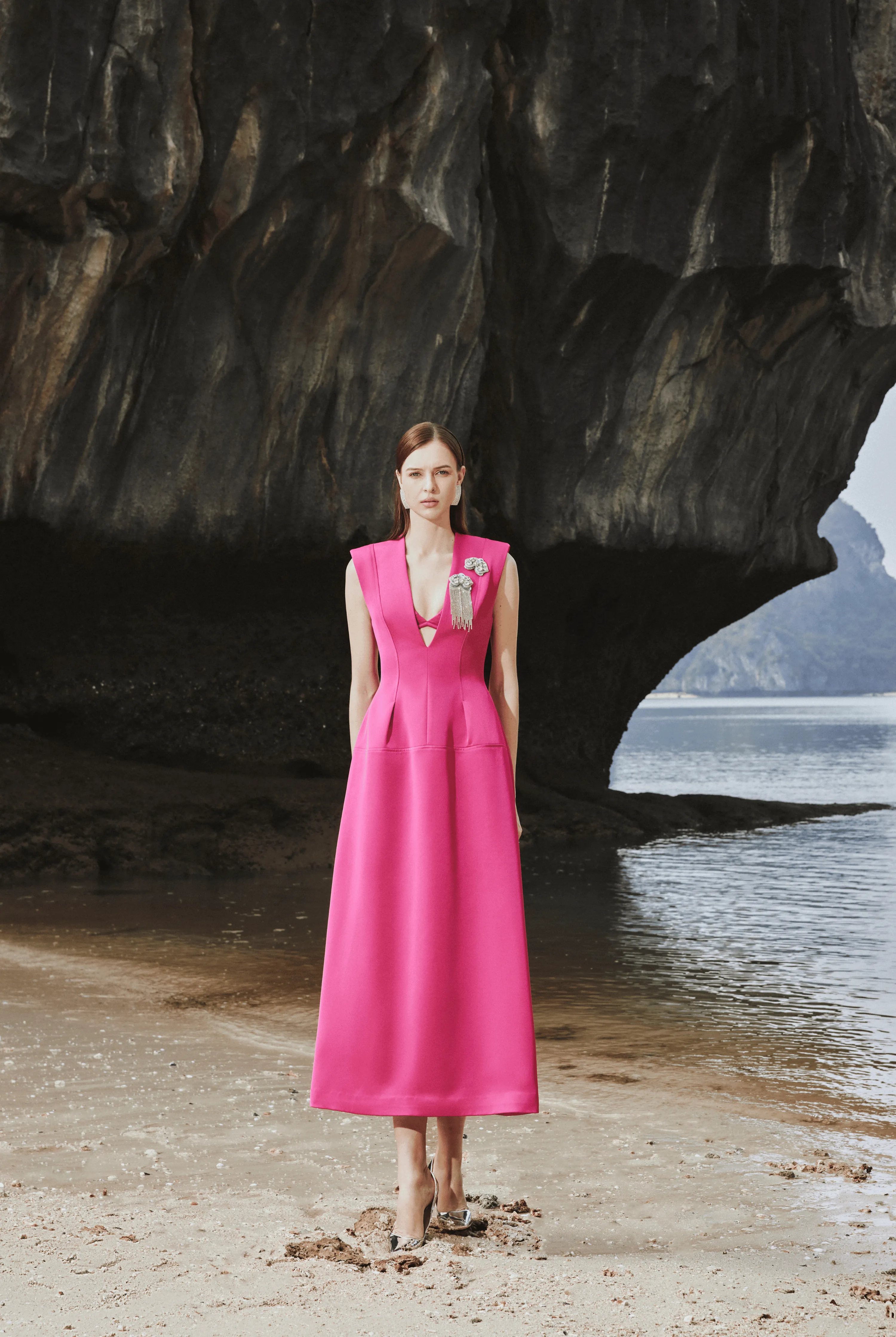 Sleeveless Pleated Coat Dress