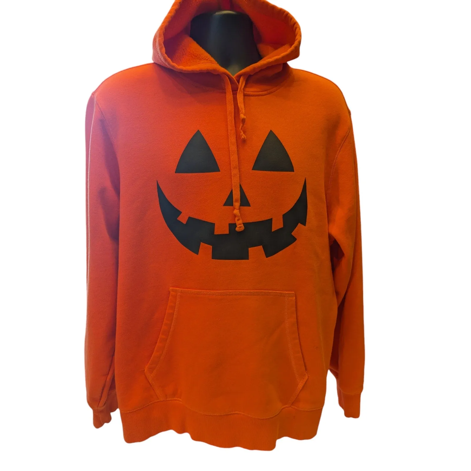 Sport Tek Hoodie Pumpkin Mens Large Halloween Jack O Lantern Pullover Sweatshirt
