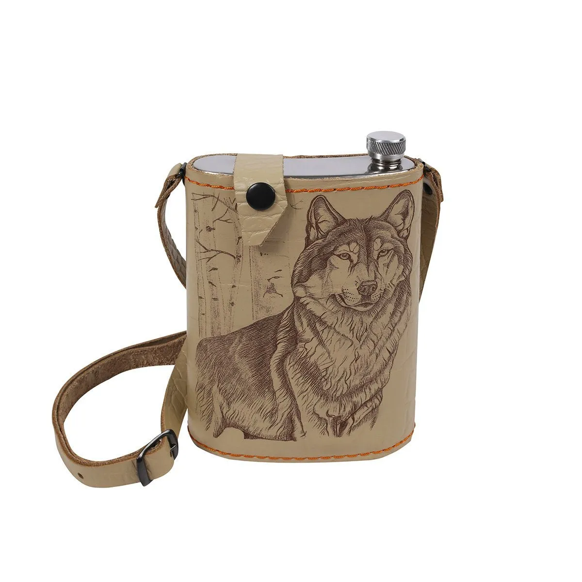Stainless Steel Hip Alcohol Flask in Case 24 oz