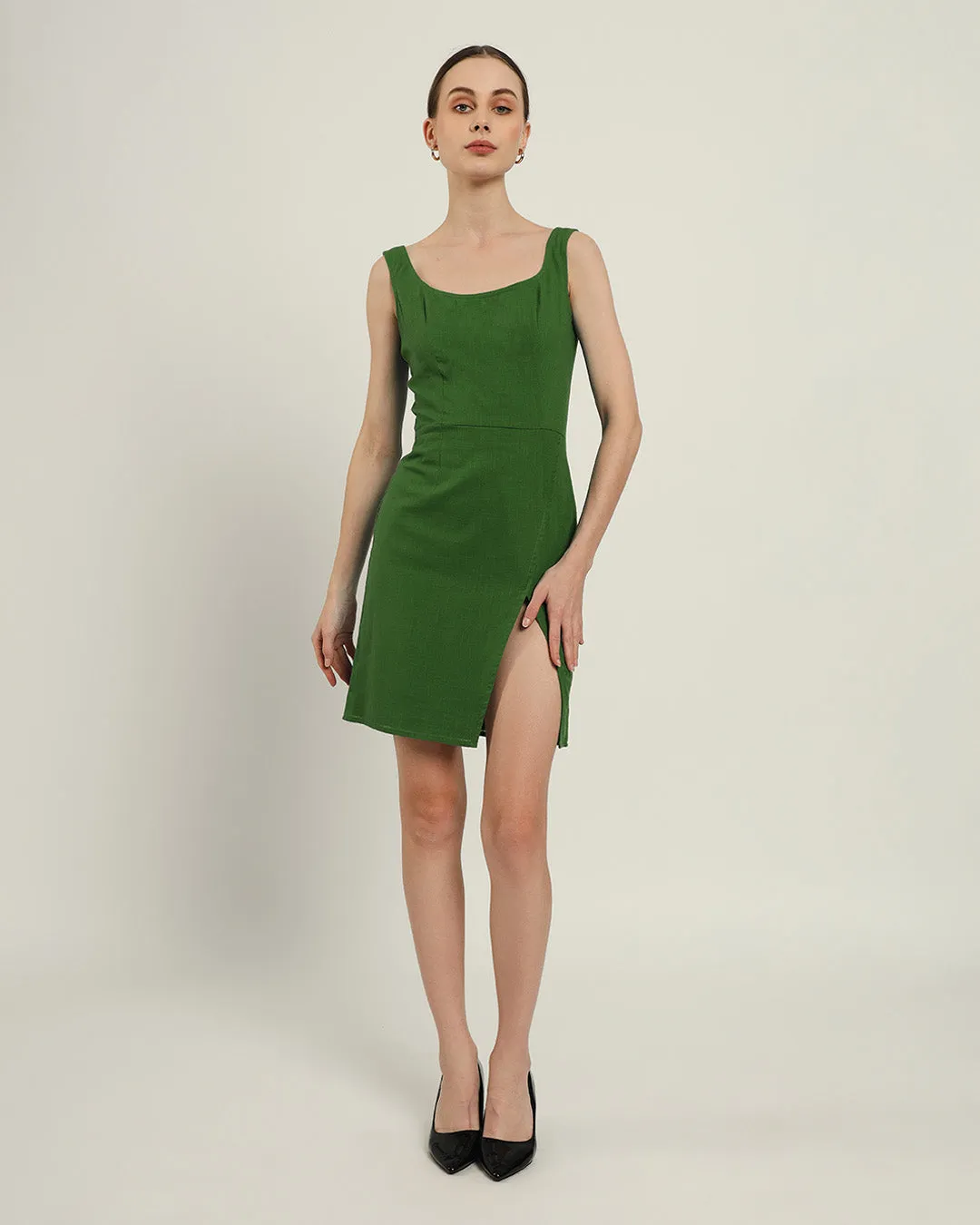 The Cannes Emerald Cotton Dress