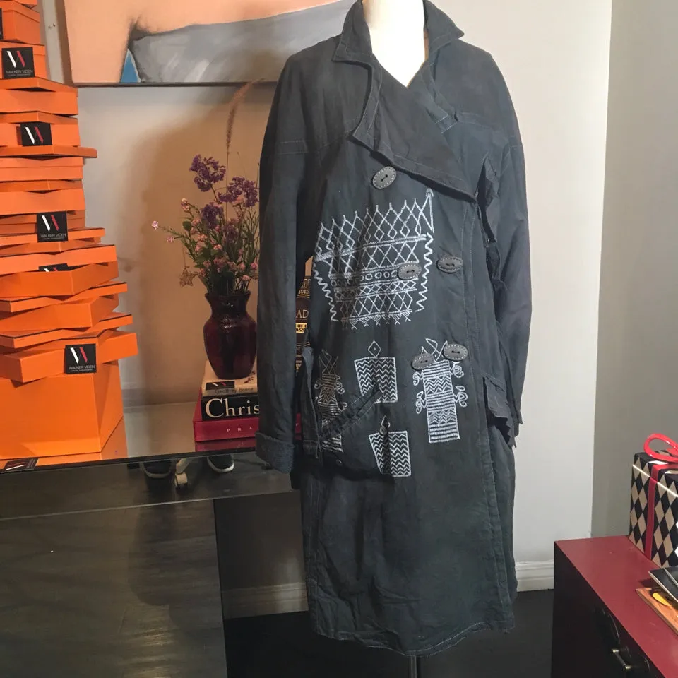 The People of the Labyrinths Olive Green Ethnic Print Jacket 2400-17-12119