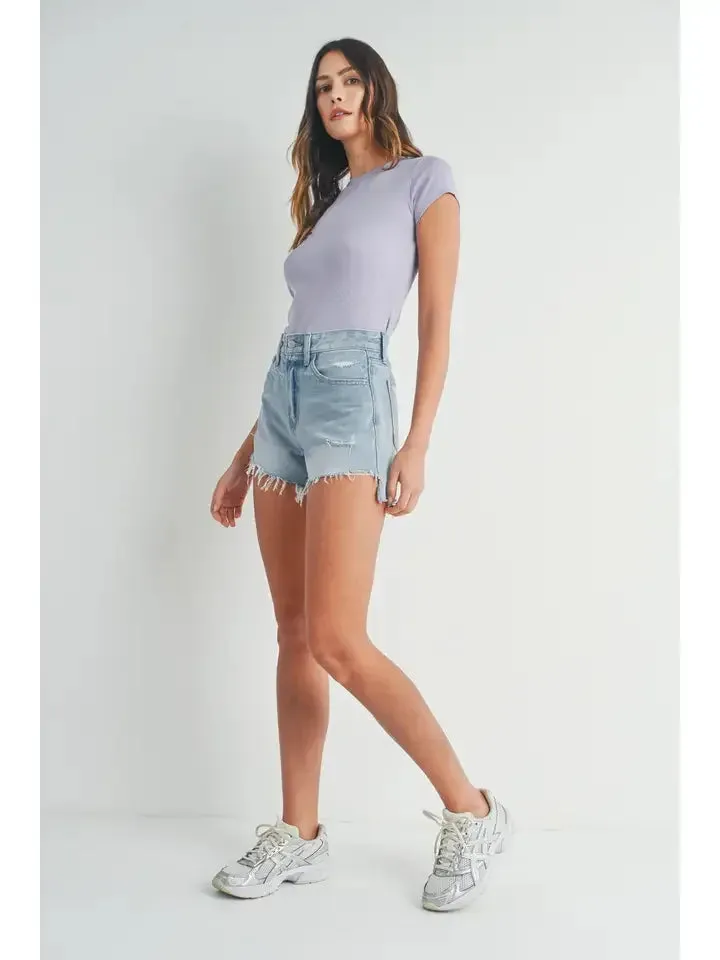 VINTAGE FRAYED HEM SHORT DENIM