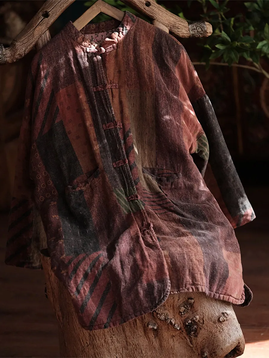 Women Winter Ethnic Print 100%Cotton Coat