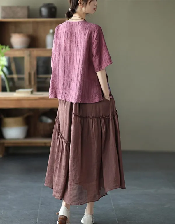 Women's Ethnic Style Embroidery Linen Shirt